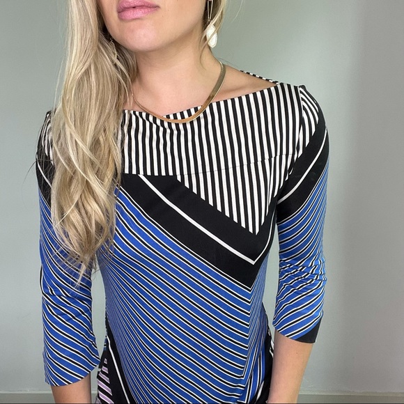 Diane Von Furstenburg Blue, Black, White Dress - Picture 5 of 12